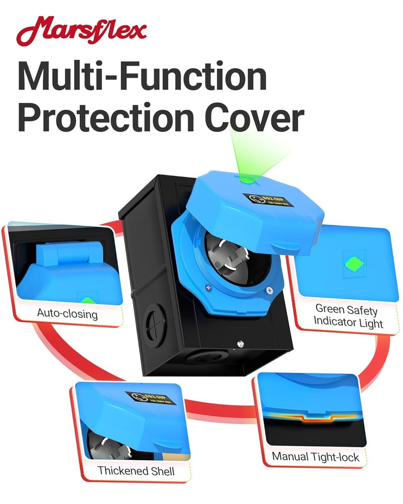 Marsflex 50 Amp Generator Inlet Box, Pre-Drilling NEMA SS2-50P Power Inlet Box for 125/250 Volt, 12500 Watts Generator Power Inlet Box, Weatherproof Outdoor Use with LED Power Indicator, ETL Listed - Image 5